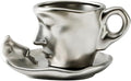 Abstract art teacup kissing lover stereo face sculpture coffee cup, 260ml ceramic coffee cup saucer(8.8oz)