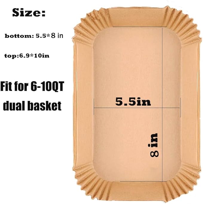 M-bestl 250 Pcs Air Fryer Liners Disposable,Food Grade Wood Pulp Parchment Paper Liners for Dual Basket DZ071 |DZ201|DZ401,Oil-proof& Non-stick(8.1x5.5 Inch,250Pcs)
