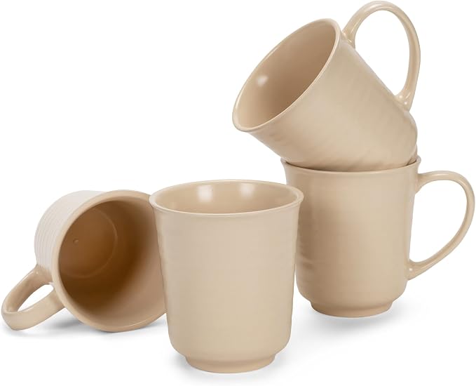 Elanze Designs Cream Matte Glaze Finish 17 ounce Stoneware Coffee Cup Mugs Set of 4