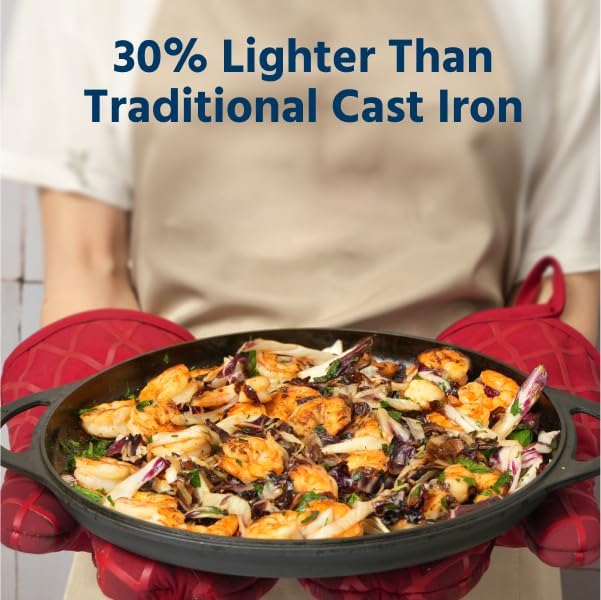 COOKLIFE 12 Inch Cast Iron Griddle with Hot Handle Cover