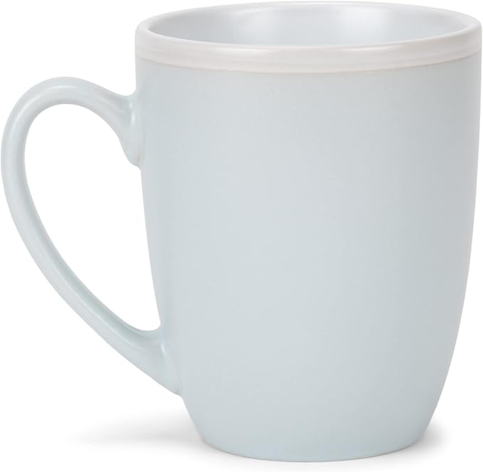Elanze Designs Solid Color Pale Blue White Interior 16 ounce Matte Ceramic Mugs Matching Set of 4
