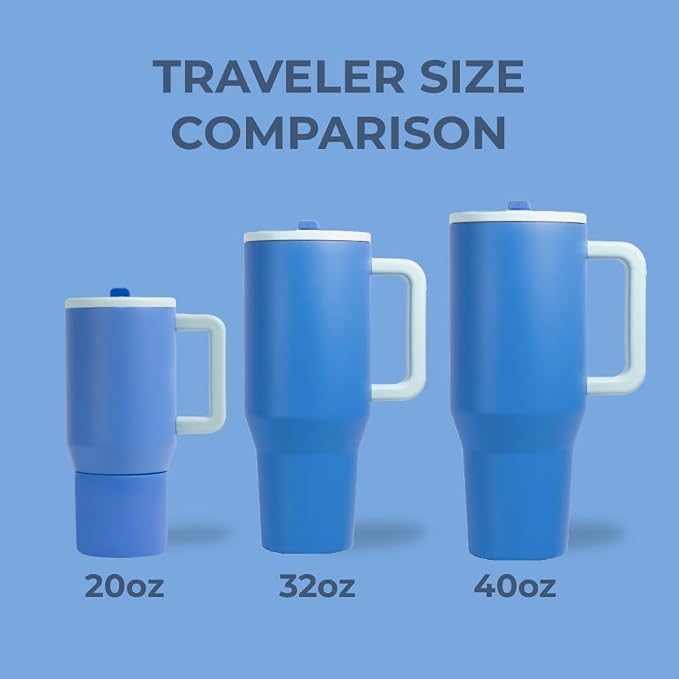 HydroJug Traveler 40oz, Insulated Tumbler with Handle & Straw, Riptide