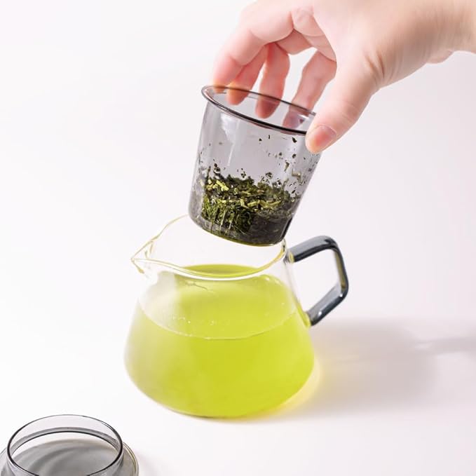 &NE NNS-380 Glass Teapot, Clear Width 4.7 x Depth 4.3 x Height 3.7 inches (12 x 11 x 9.5 cm), Actual Capacity 10.1 fl oz (300 ml), Heat Resistant Glass, Includes Lid, Microwave and Dishwasher Safe