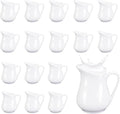 16 Pcs 4.5 oz Small Creamer Milk Pitcher with Handle Classic Porcelain Maple Syrup Container White Ceramic Dairy Dispenser for Microwave Coffee Salad Sauce