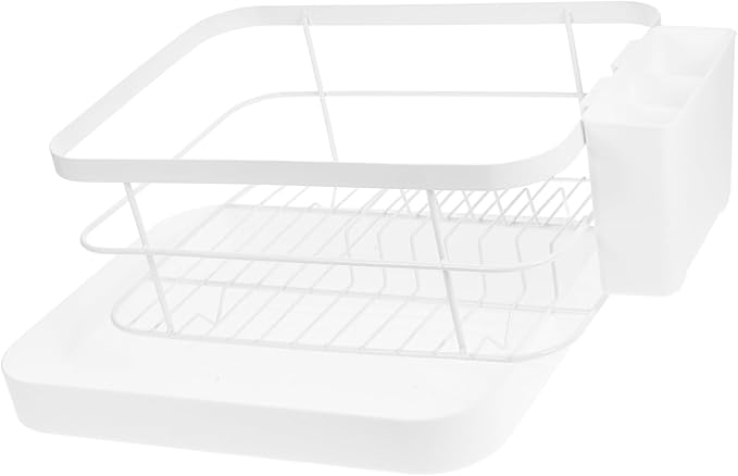 OUNONA Kitchen Tableware Drainer Rack Dish Drying Racks for Kitchen Counter Dish Bowl Drain Easy Installation White