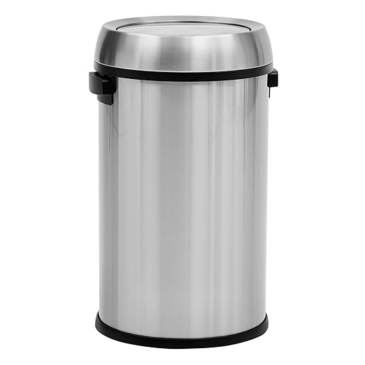Garvee 17 gal Trash Can, Fingerprint-Proof Stainless Steel Swing Top Garbage Can, Heavy Duty Commercial Round Trash Bin with Swing Lid for Restaurant, Home, Office, Silver