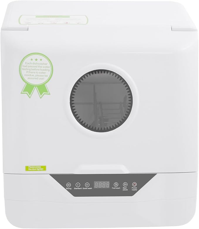800W Countertop Dishwasher, 110V Low Noise Portable Dish Washer With 4 Wash Modes, High Temperature Cleaning, Mini Dish-Washing Machine for Restaurants, Kitchens, Cafeterias, White