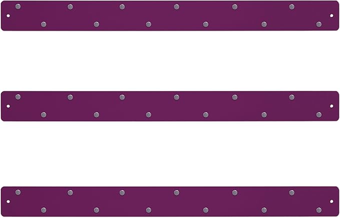 Three by Three Seattle Large Magnetic Strip Bulletin Board (3-Pack) – 28″ × 2.5″ Metal Magnetic Display Board with 12 Neodymium Magnets Each (Plum)