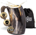 AleHorn Original Handcrafted Authentic Viking Drinking Horn Tankard for Beer Mead Ale - Genuine Medieval Inspired Stein Mug Food Safe Vessel with Handle (24oz)