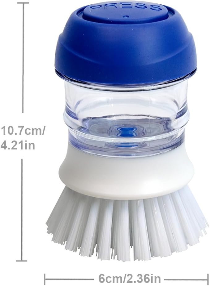 CELOX Dish Brush with Soap Dispenser for Cleaning Pots, Dishes, Bowls, Gray and 2 Pack Dish Brush with Soap Dispenser for Kitchen Cleaning