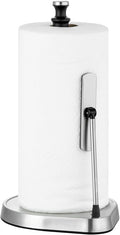 Dailyart Paper Towel Holder for One Hand Tear - Countertop with Tension Arm & Non Slip Weighted Base, Stainless Steel Paper Towel Holder Stand for Kitchen Bathroom, Black
