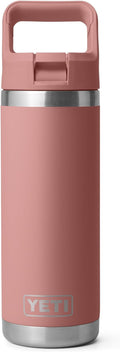YETI Rambler 18 oz Bottle, Vacuum Insulated, Stainless Steel with Color Matching Straw Cap, Sandstone Pink