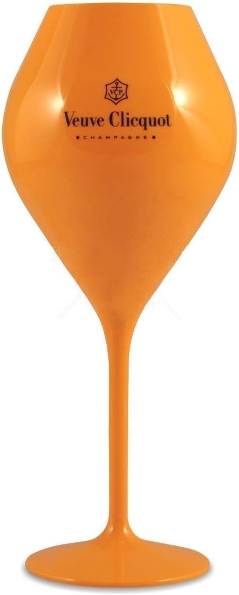 Veuve Clicquot 6x Yellow Trendy Champagne Flutes Polycarbonate Acrylic Poolside Glasses Goblets (Small Edition)