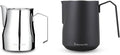 Easyworkz Espresso Steaming Pitcher Stainless Steel 12 oz Latte Art Cup (Sliver), Bundled with Easyworkz Espresso Steaming Pitcher Stainless Steel 20 oz (Black)