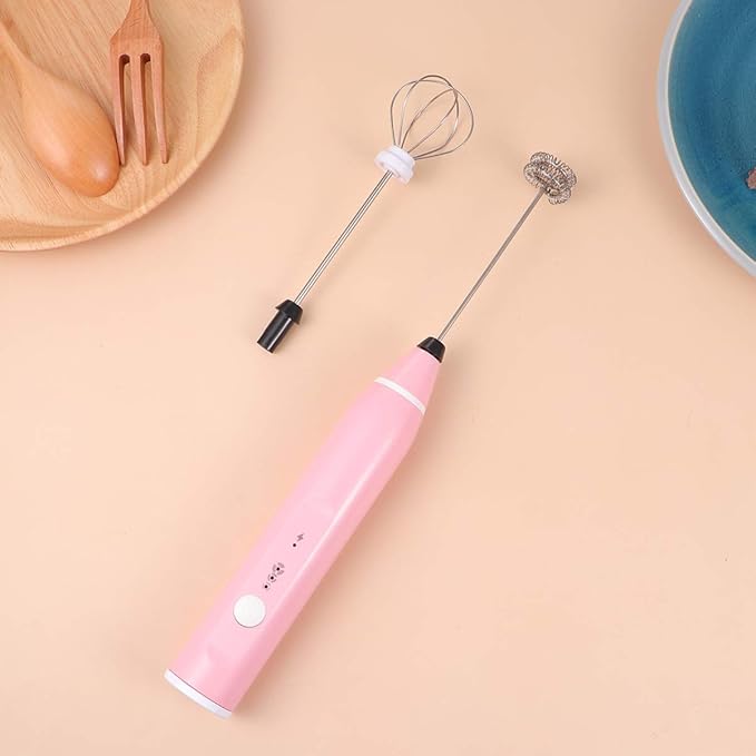Hemoton Rechargeable Handheld Blender 2-in-1 Milk Egg Whisk Electric Stirrer Milk Foamer 3-speeds Compact Easy to Use