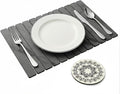 Large Stone Dish Drying Mat 17"x14"x2", Diatomaceous Earth Absorbent Coaster 4"x 4", Foldable Stone Dish Drying Mat, Quick Dry Stone Mat Kitchen - Modern Design Dark Gray