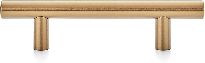 Ravinte 6 Pack 5 Inch Cabinet Pulls Brushed Brass Stainless Steel Kitchen Drawer Pulls Cabinet Handles 5”Length, 3” Hole Center