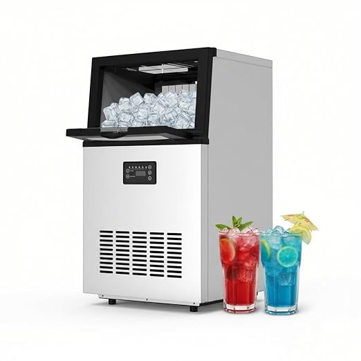 Commercial Ice Maker Machine 80Lbs/24H, Countertop Ice Makers with Self-Cleaning, 3 Ice Modes, Portable Ice Cube Maker Produces 36 Bullet Cubes in 10-20 Mins, for Home Kitchen, Office & Party