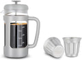 Easyworkz French Press 34 oz Coffee Tea Maker Bundled with Stainless Steel Double-Wall Espresso Cups