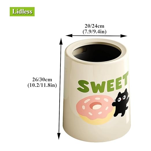 Plastic Trash can with lid, Universal Trash can, Weather-Resistant, Waste Sorting, for Bedroom, Study, Living Room(B,Lidless)