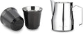 Easyworkz Stainless Steel Espresso Cup 2pcs Set Double Wall 5 oz, Bundled Espresso Steaming Pitcher Stainless Steel 12 oz Coffee Frothing Picther Milk Jug Cappuccino Latte Art Cup