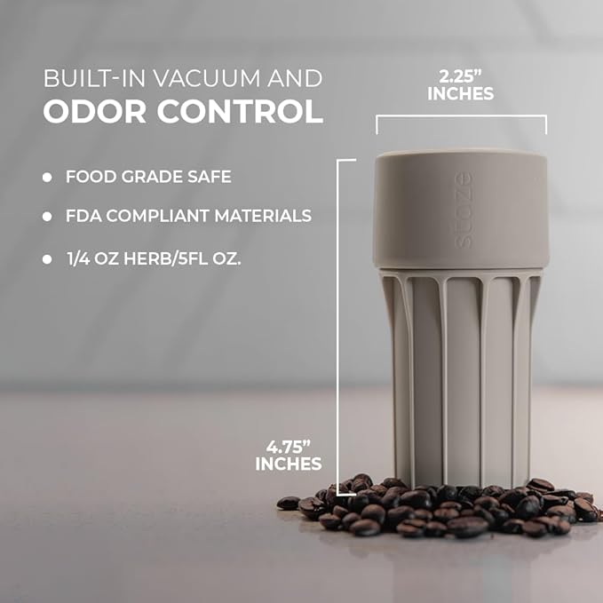 Staze Air Tight Smell Proof Container (148ml) - Vacuum Seal Jar, Waterproof Food Storage Canister, Portable Small Smell Proof Jar for Coffee, Herb, Spice & Gummies (Dune)
