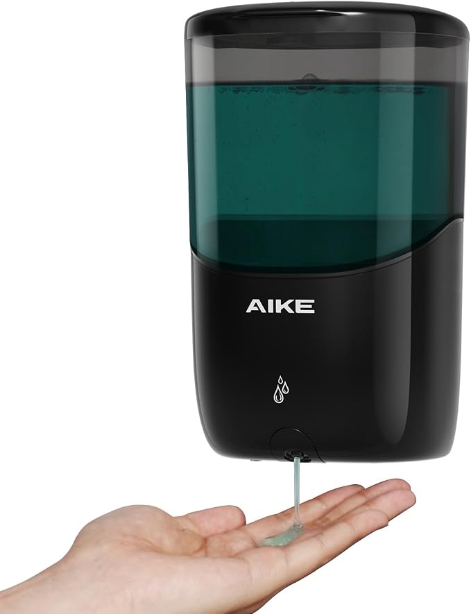 AIKE Automatic Soap Dispenser and Wall Mount Paper Towel Dispenser Bundle, Model AK1216& AK5301 Black
