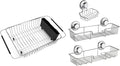 SANNO Expandable Dish Drying Rack Over The Sink Dish Drainer Suction Cups Shower Caddy Soap Dish Holder