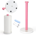 Standing Paper Towel Holder, Kitchen Paper Towel Roll Holder- for Bathroom Kitchen Countertop with Weighted Marble Base for One-Handed Operation (Pink), Pink Paper Towel Holder