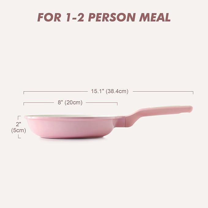SENSARTE Large Nonstick Ceramic Cookware Set 13Pcs with 8-inch Frying Pan, Healthy Non Toxic Pan Set Induction Compatible with Heat Resistant Handle, PFAS-Free, Pink