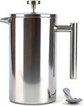Extra Large French Press, French Press Coffee Maker 61 oz (1.8L), Insulated Stainless Steel French Press XXL Large Capacity Double Walled with Spoon for Espresso Coffee or Tea