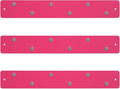 Three by Three Mini Magnetic Strip Bulletin Board – 14" x 2" Stainless Steel Organizer with Magnets & Wall-Mounting Hardware for Home, Office, or Dorm (3 Pack) Pink