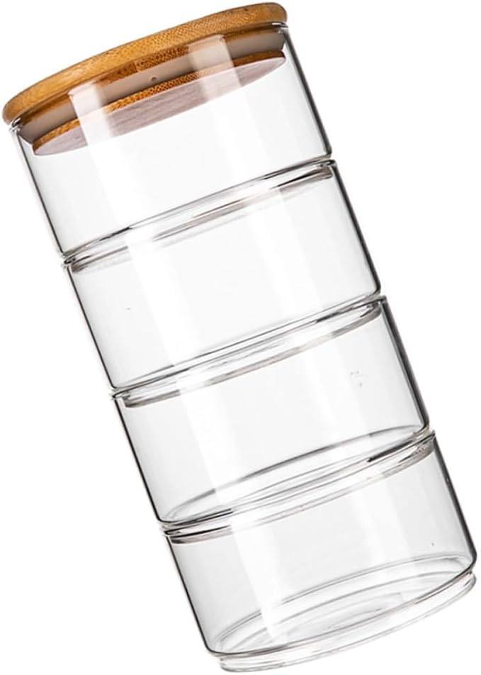 4pcs Multi-functional Glass Storage Jars with Bamboo Lids Stackable Canisters for Food Storage Salad Bowls and Meal Prep Heat Resistant and Versatile