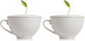 Tea Forte Cafe Cup White Porcelain Tea Cup and Lid, Steeps 8 oz., Microwave and Dishwasher Safe (Pack of 2)