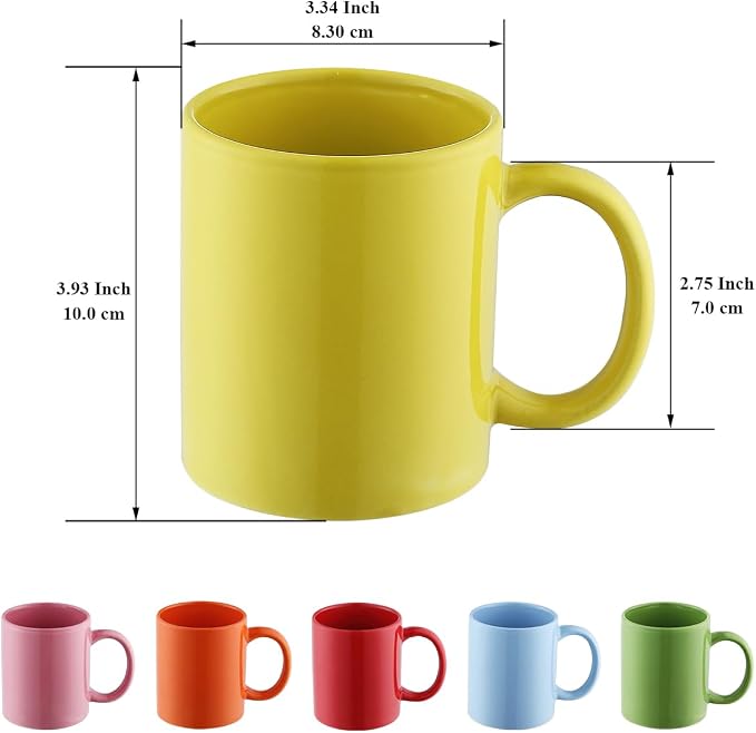 Evanda Coffee Mugs Set of 6 Pieces 12oz, Ceramic Cups with Handle for Latte, Hot Tea, Cappuccino, Mocha, Cocoa, Milk, Dishwasher Safe, Mutil Colors