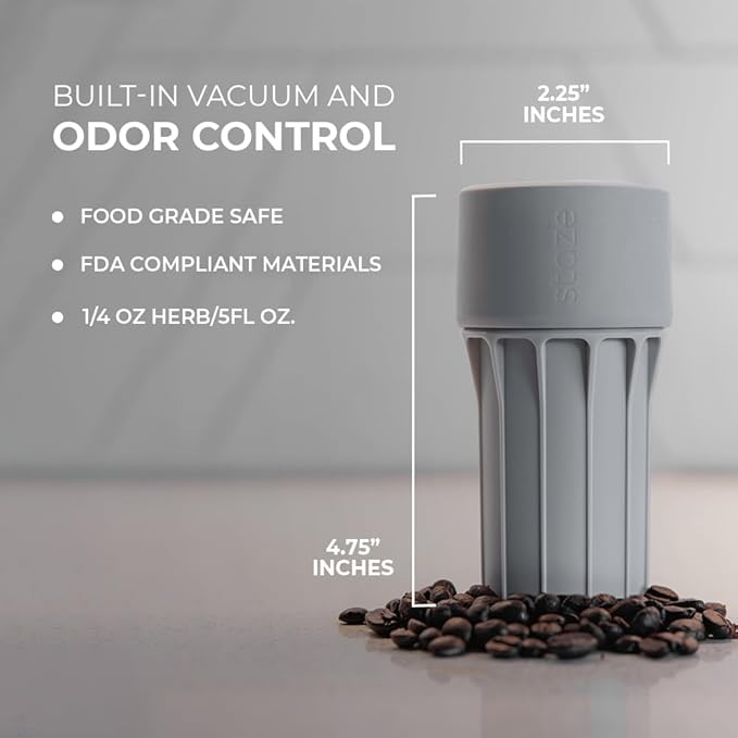 Staze Air Tight Smell Proof Container (148ml) - Vacuum Seal Jar, Waterproof Food Storage Canister, Portable Small Smell Proof Jar for Coffee, Herb, Spice & Gummies - (SHROOM)