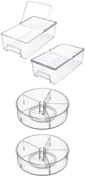 SANNO Vegetable Refrigerator Organizer Food Bins with lids Large Stackable Fridge Clear Organizers Organizer Turntable Storage Container Rotating Organizer Spinning Organizer Bins