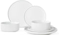 6 Piece Ceramic Plates and Bowls Sets for 2, Modern White | Stoneware Dinnerware Set, Dishwasher & Microwave Safe, Handcrafted, Perfect for Family and Gatherings