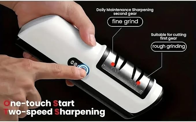 Electric Knife Sharpener with 20° Auto Angle Guide | 2-Stage Diamond Sharpening System | Rechargeable Professional Kitchen Knife Sharpener for Chef, Home & Stainless Steel Knives