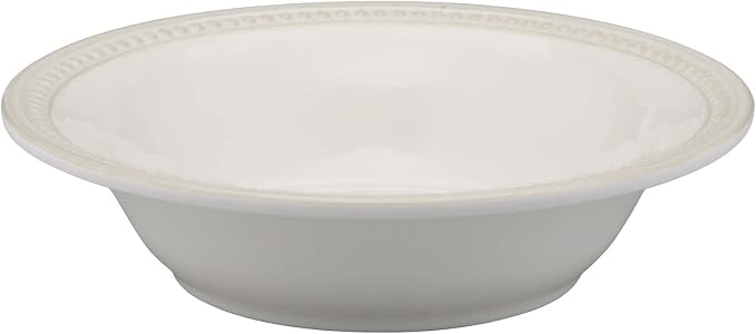 UPware 12 Piece Beaded Melamine Dinnerware Sets, Outdoor Dishes Set, Plates and Bowls Sets, Service for 4, Cream