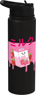 Retro 90s Japanese Kawaii Strawberry Milk Shake Carton Funny Stainless Steel Insulated Water Bottle