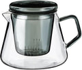 &NE NNS-380 Glass Teapot, Clear Width 4.7 x Depth 4.3 x Height 3.7 inches (12 x 11 x 9.5 cm), Actual Capacity 10.1 fl oz (300 ml), Heat Resistant Glass, Includes Lid, Microwave and Dishwasher Safe