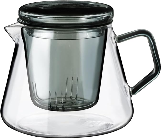 &NE NNS-380 Glass Teapot, Clear Width 4.7 x Depth 4.3 x Height 3.7 inches (12 x 11 x 9.5 cm), Actual Capacity 10.1 fl oz (300 ml), Heat Resistant Glass, Includes Lid, Microwave and Dishwasher Safe