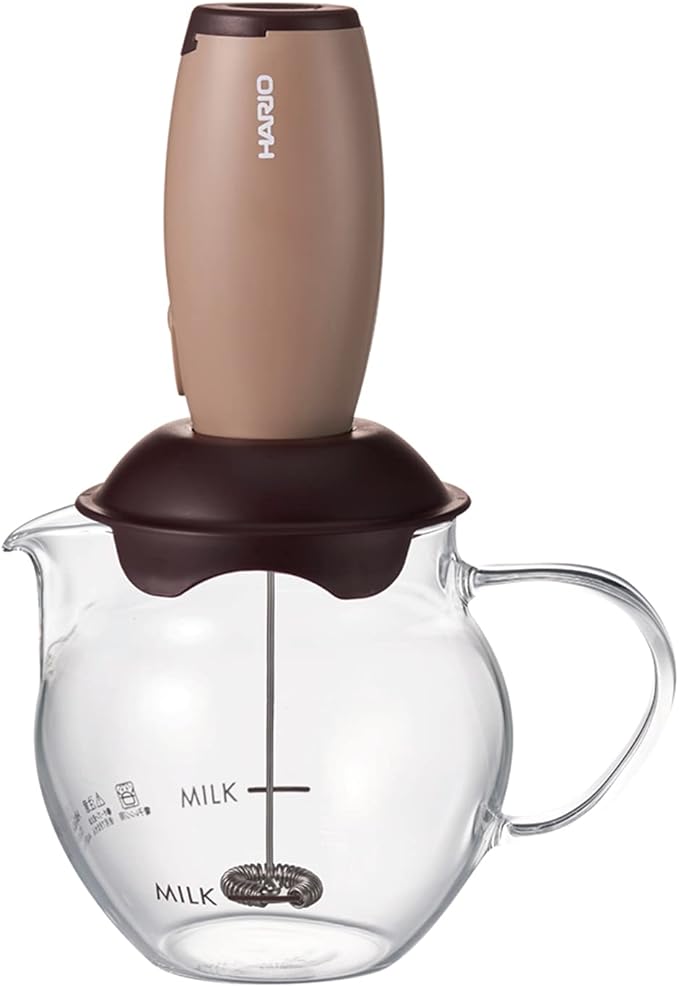 Hario"Qto" Electric Milk Frother with Server, 100ml, Brown