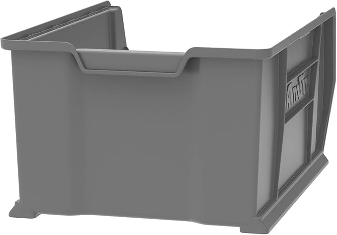 Akro-Mils 30288 Super-Size AkroBins Plastic Storage Bins, Space-Saving Stackable Bins for Garage, Classroom, Warehouse Organization, 24" L x 16" W x 11" H, Grey, 1-Pack