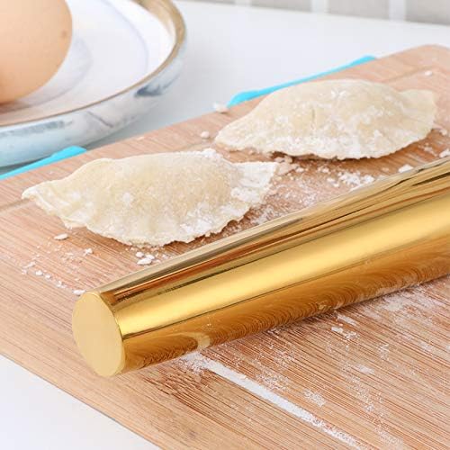 Buyer Star Rainbow rolling pin-15.8-inch Professional Rolling Pin Fondant, Dumplings, Cookies, Pizza Dough, Pasta, Pie Crust, Pastry - Metal French Rolling Pin Roller (GOLD)
