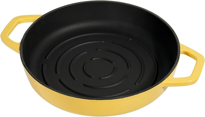 Flavehc Cast Iron Bread Oven With Cloche Lid for Baking - Yellow Enameled Dutch Oven With Dome Lid for Sourdough - 5 qt
