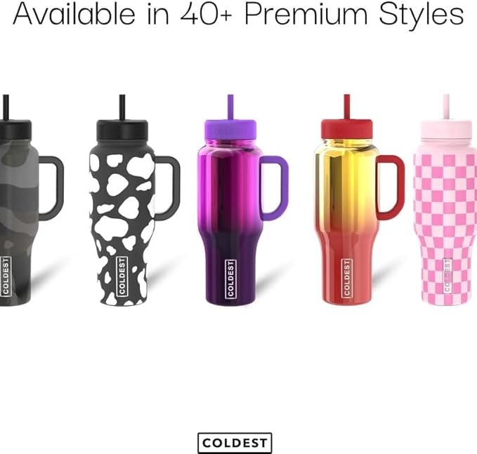 Coldest Tumbler with Handle and Straw - 100% Leak Proof Insulated Tumbler with Lid and Straw (3 Lids) - Stainless Steel Tumblers for Women & Men - Cup Holder Friendly Base, 36 oz (Margarita)