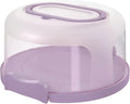 Top Shelf Elements Round Cake Carrier Two Sided Cake Holder Serves as Five Section Serving Tray, Portable Cake Stand Fits 10 inch Cake, Cake Box Comes With Handle, Cake Container Holds Pies (Lilac)