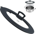 Vented Tempered Glass Universal Lid for Pot Pan Skillet with Heat Resistant Silicone Rim Microwave Splatter Lid Cover Microwave Safe Fit 8” 8.5” 9“ Cookware, Dishwasher Safe Grey